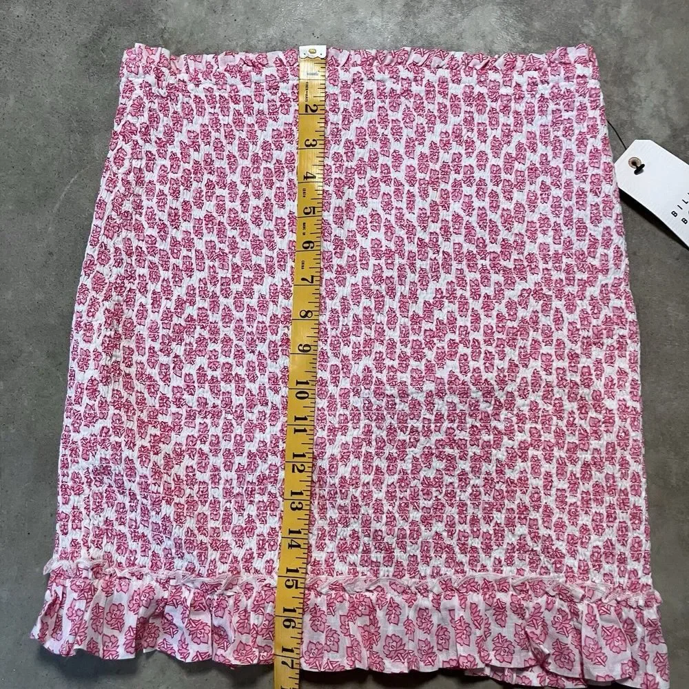 Billabong Skirt Womens Large Eyes On You Floral‎ Ruffled Smocked Coral Pink
